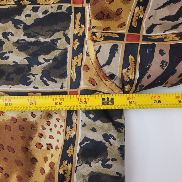 Vintage EVR 100 % Silk Patchwork Animal‑Print Bomber Jacket L Lined Zip Front - Picture 12 of 13